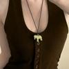 Long Horse Pendant Necklace Adjustable Leather Rope Necklace Pony Sweater Chain  Decoration