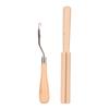 Wooden Bent Latch Hook Smoothing Handle Strong Wood Multi Purpose Bent Crochet Hook with Thread