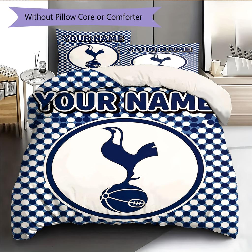 Custom Name,Tottenham Hardcore Pattern Bedding Home Decoration Birthday Gift ( 1 duvet cover + 2 pillowcase, without core),fan merchandise.