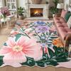 Fashion Light Luxury Flower Print Living Room Carpets Art Bedroom Bedside Rug Foldable Machine Washable Sofa Coffee Table Mat 