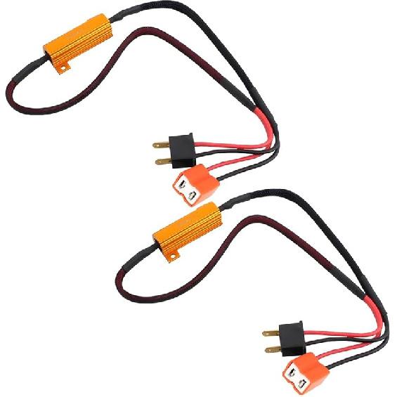 BESULEN 2PCS H7 Car LED Resistor Kit, 50W 6Ohm Vehicle Headlight Anti Flicker Error Decoder, Auto Fog Turn Signal Bulb Load Resistor Relay Harness