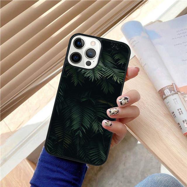 Чехол-накладка с рисунком тропических пальмовых листьев для iPhone 17 Air 15 16 Pro Max 14 13 12 11 Pro Max Plus Coque