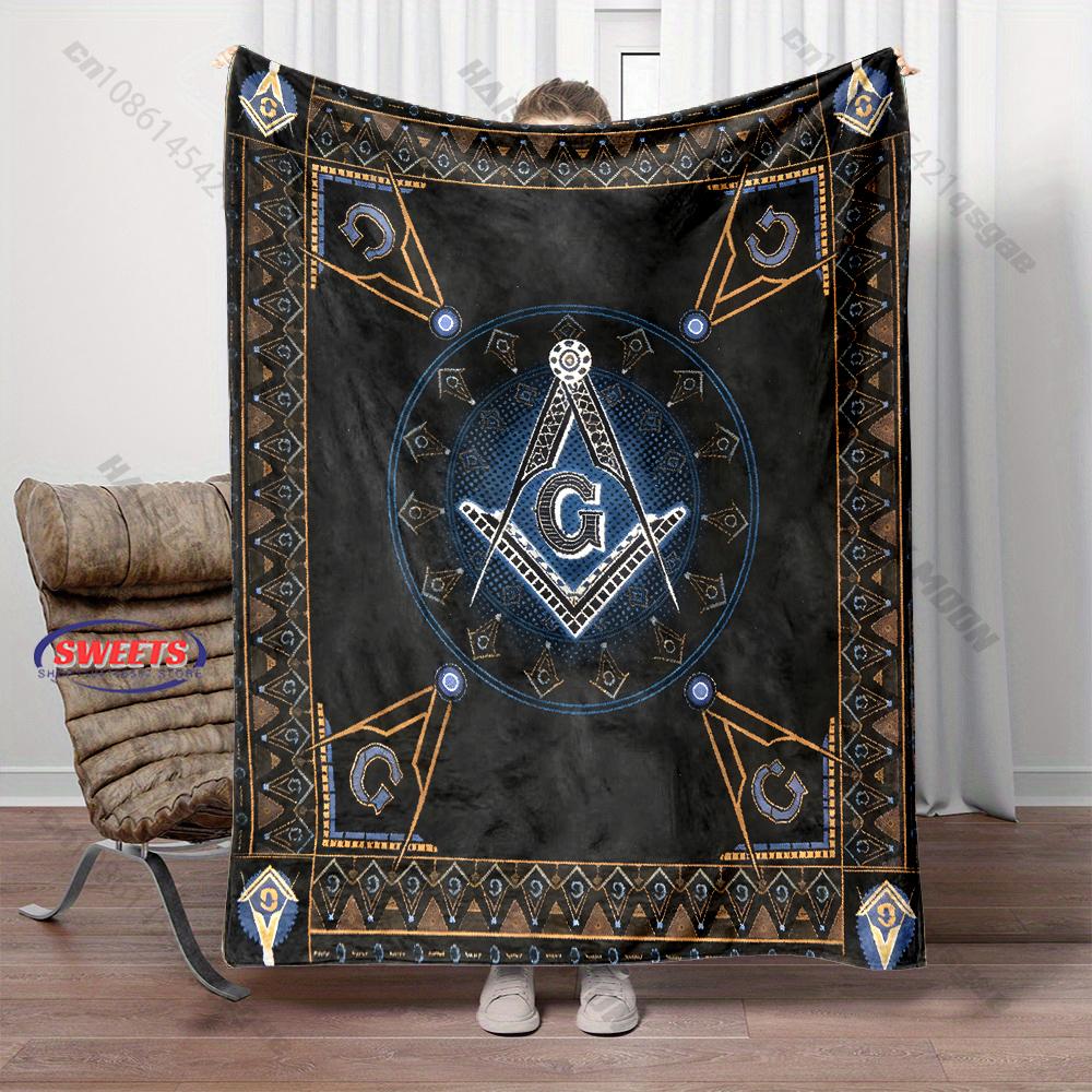 Large Size Lightweight Classic M-Freemas0nry Print Blanket Super Soft Cozy Home Bed Sofa Office Camping Shawl Blanket Great Gift