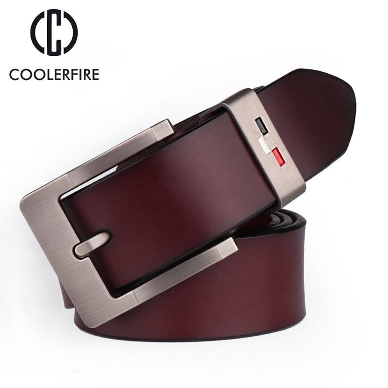 Vintage Style Pin Buckle Cow Genuine Leather Belts for Men 130cm High Quality Mens Belt
