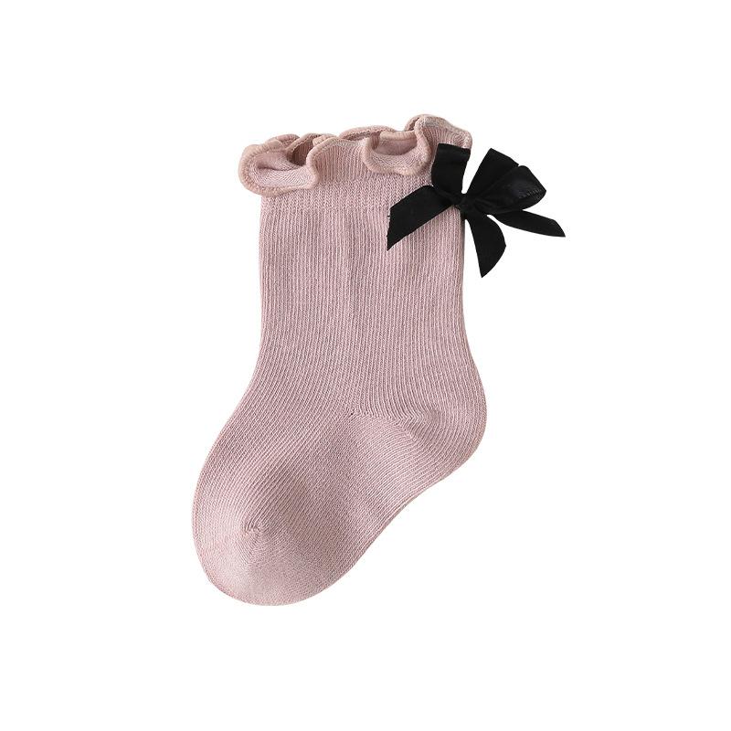 0-8Years Baby Socks for Autumn/winter New Bow-knot Baby Girl Socks Korean Style Cute Solid Color Soft Cotton Newborn Socks