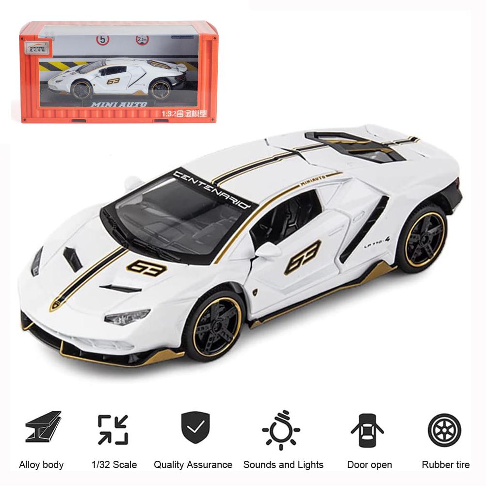 Масштаб 1/32 Lambo LP770-4, литая под давлением модель автомобиля, игрушечный автомобиль из сплава с откидным механизмом, звуком и светом, 3 открытые двери, подарок для детей, малышей, мальчиков и девочек