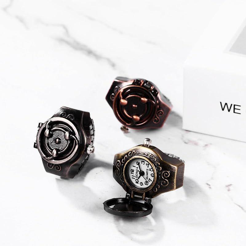 Used [NEW] [JEWELRYWE] Ring Watch Antique Men's Women's Free Size Ring Watch Retro Number Analog Waterproof Quartz Watch Alloy Stainless Steel Bronze