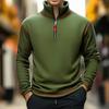 Мужской свитшот с воротником-стойкой на молнии до четверти, флисовый, зимний, теплый, пуловер, повседневная рубашка поло для гольфа, с длинным рукавом, водолазка, свитшоты для мужчин
