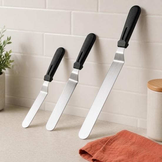 3Pcs/Set Cream Spatula, 6/8/10 Inch Stainless Steel Blades Offset Spatula, Ergonomic Non-Slip Handle Cake Spatula for Cake Decorating, Baking & Pastry