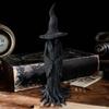 Halloween Tree Root Witch Statue Spooky Black Witch Figurine Resin Sculpture Home Office Holiday Party Decoration Ornament