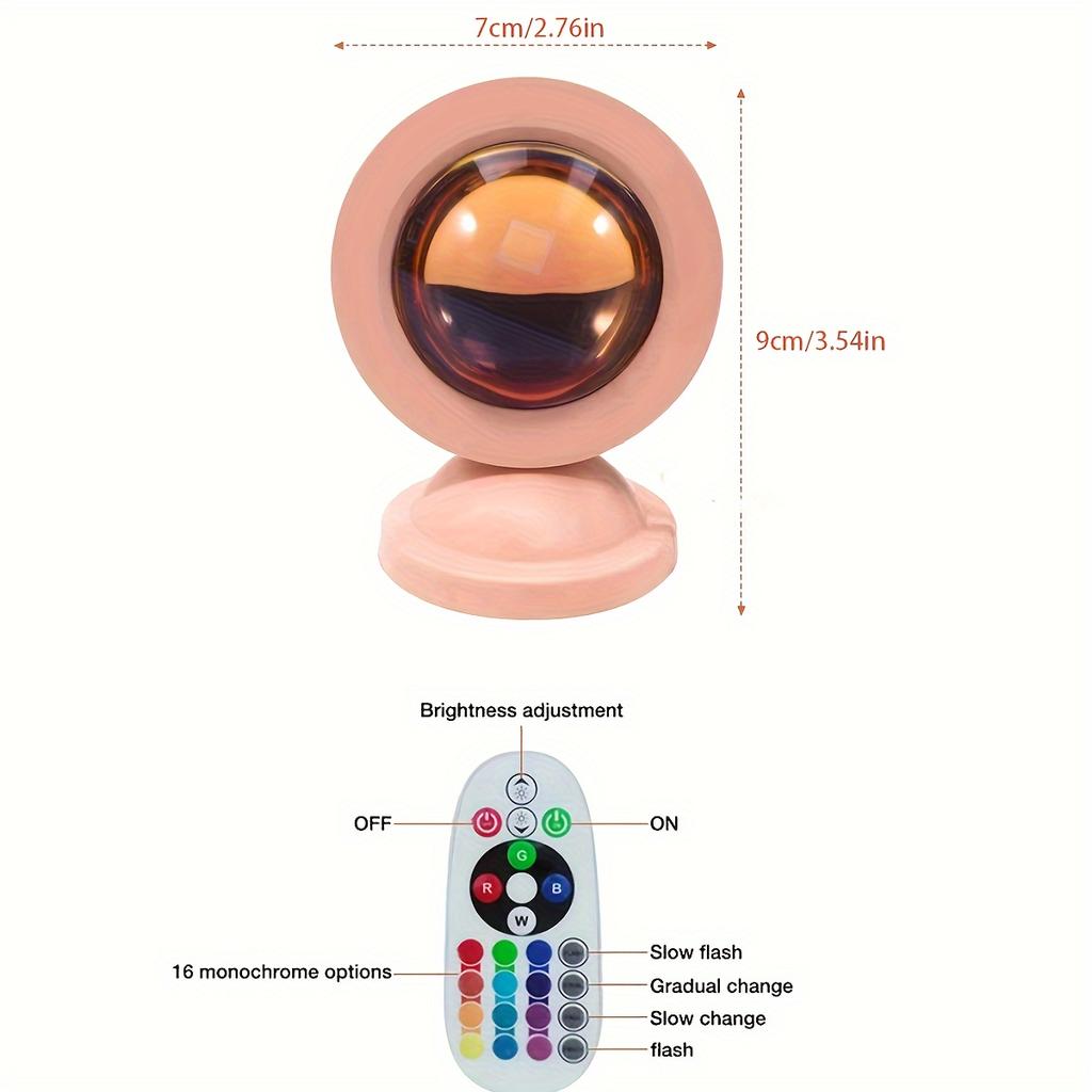 Sunset Ambient Light LED Night Light Projection Light 16 Colors RGB with Remote Control, Bedroom and Living Room Decoration Romantic Sunset Light