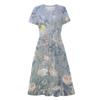 Women's Summer Casual Floral Print Short Sleeve Swing Dress