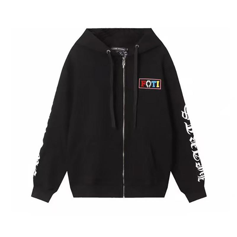 844 CHROME HEARTS Осень-Зима 2026 Новая Классическая Толстовка с Капюшоном и Молнией с Логотипом Большого Размера, Подходит для Ношения Парами