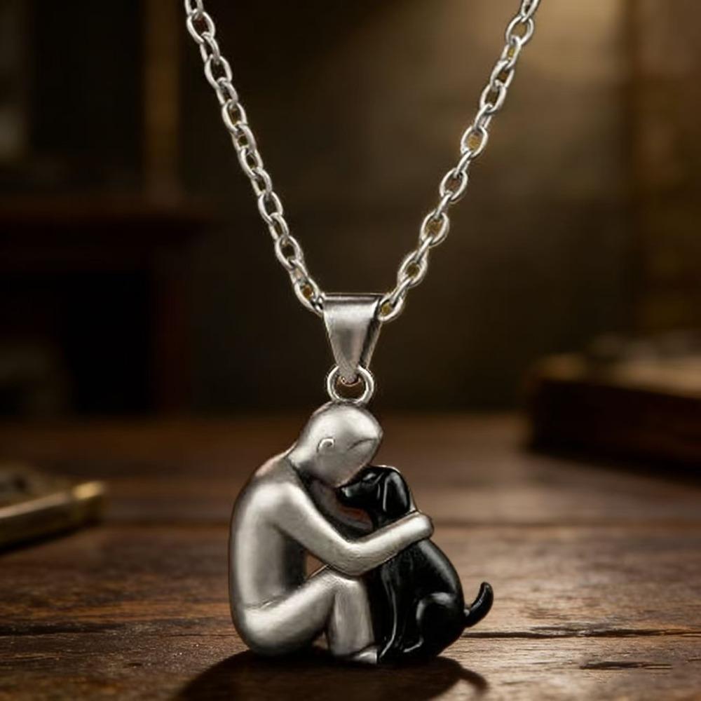 Mother's Day Gift Necklace Mother and Child Hug Pendant Stainless Steel Couple Memorial Jewelry Necklace