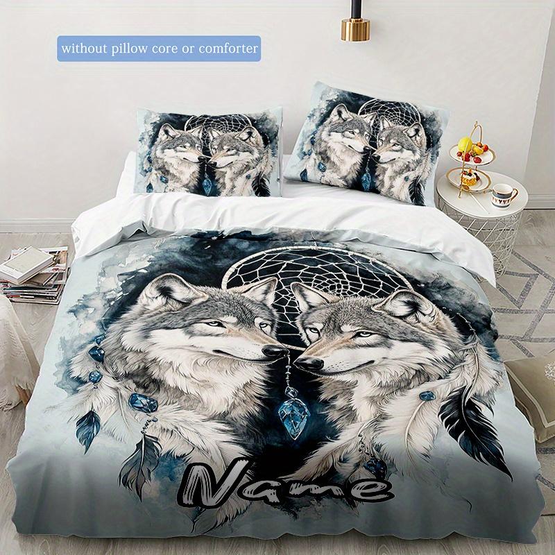Wolfonthesnowymountain Customize Your Name Duvet Cover Soft Bedding Set For Bedroom Guest Room And Dorm Decoration Threepiece Set Includes 1 Duvet
