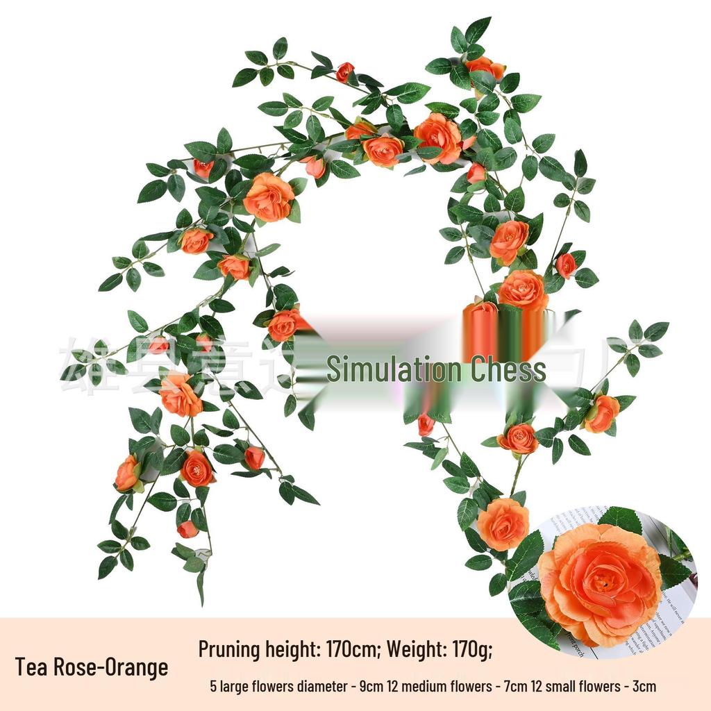 Artificial Rose Vine for Indoor Living Room and Air Conditioner Decoration