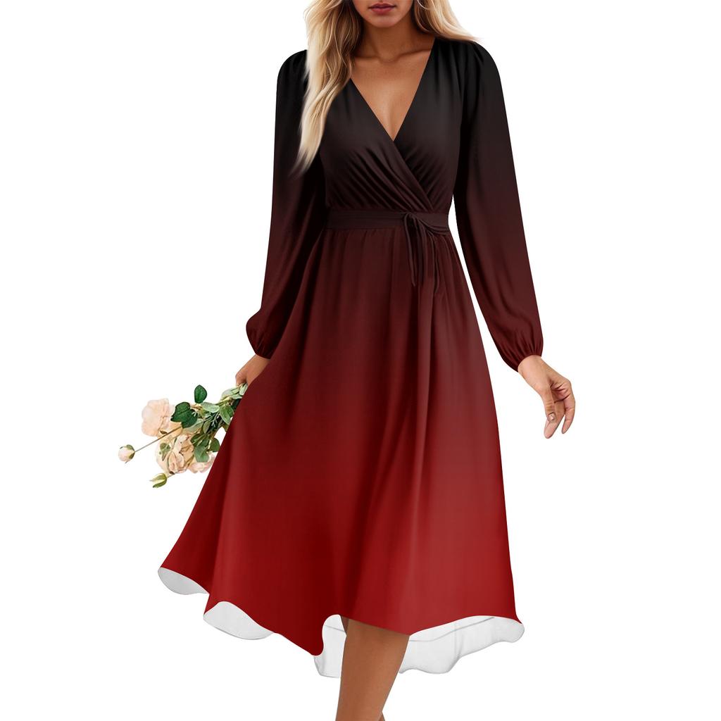 Женское летнее свободное платье с V-образным вырезом, Элегантное платье