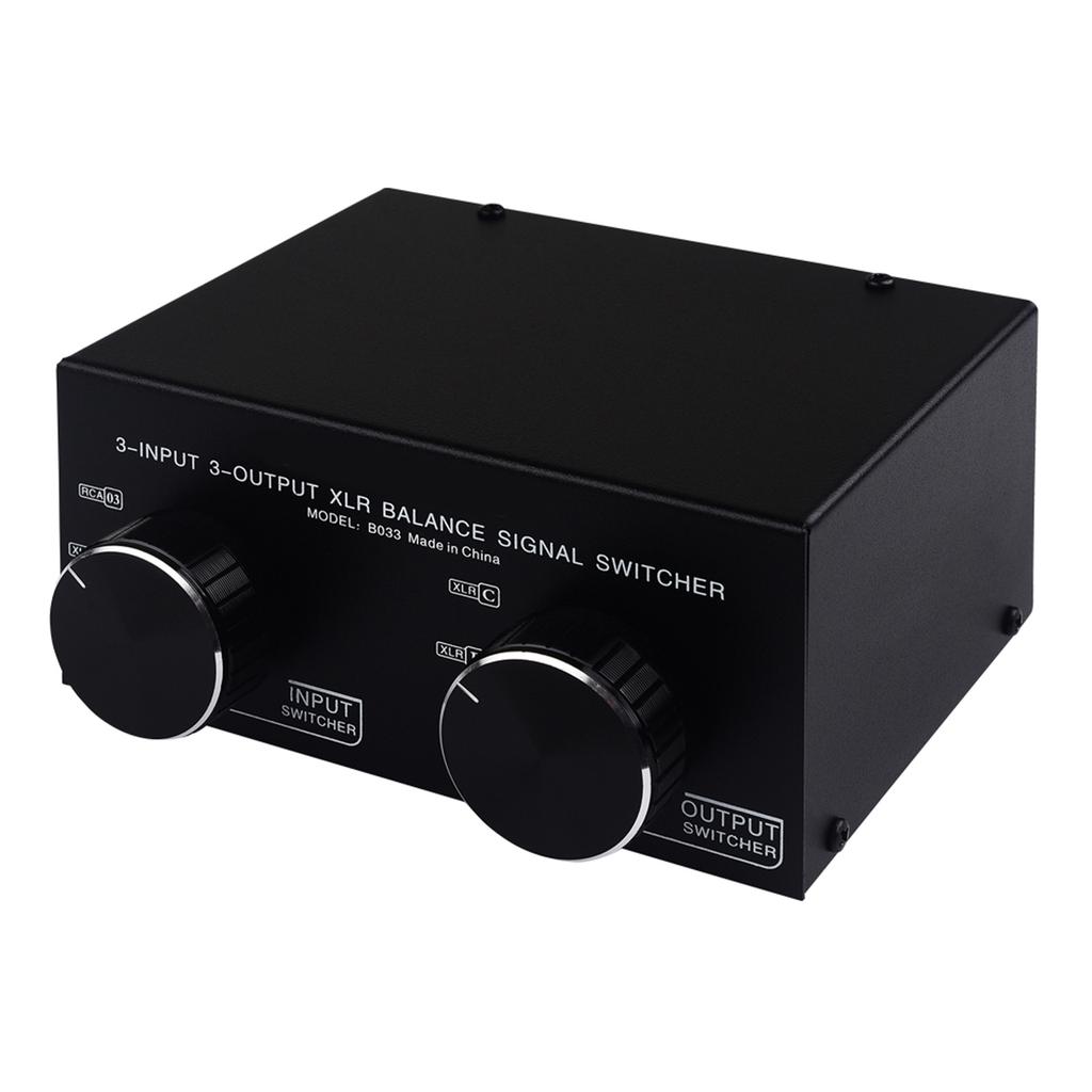 3 входа на 3 выхода Полностью балансный XLR-сигнал Пассивный стерео селекторный переключатель Переключатель   Балансный XLR на небалансный RCA