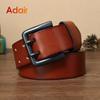 Мужской ремень из натуральной кожи, элитный бренд, винтажный ремешок с булавкой, высококачественный зернистый верхний пояс для мужчин, ремни из коровьей кожи для мужчин DT032