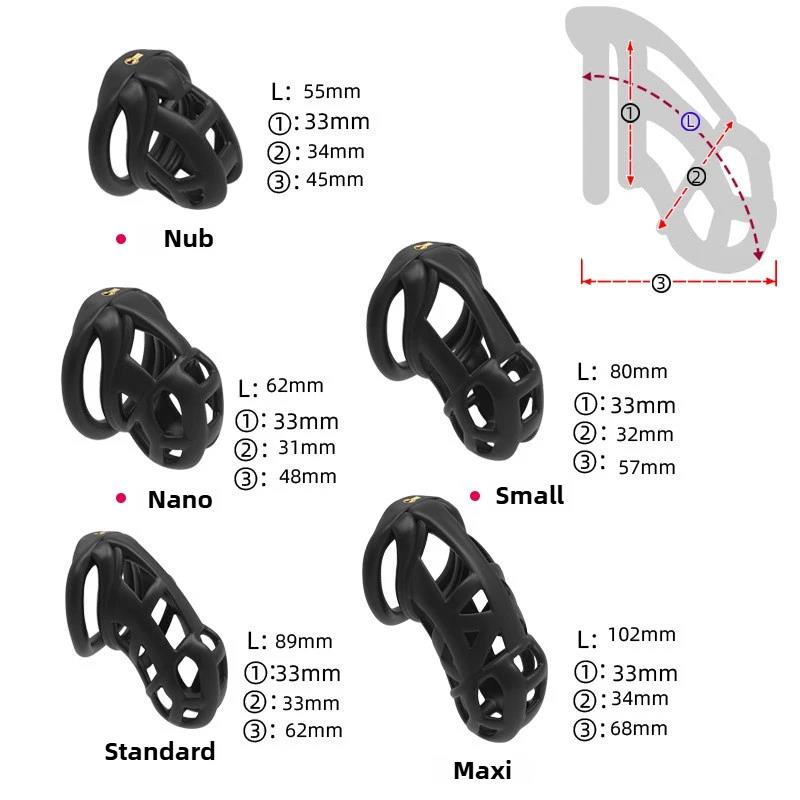 LUST Chastity Men's Lock Chaste Vessel Black Light Pvc Penile Ring Snap Ring Multi Size Cage SM Sex Toys BDSM 3D Invisible Lock