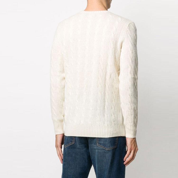 Polo Ralph Lauren FW21 Толстый трикотажный свитер с вышитым логотипом Мужской свитер Белый 710719546001