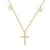 925 Sterling Silver Crystal Cross Heart Star Charm Pendant Choker Necklace For Women Girls Statement Jewelry Dz875
