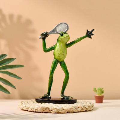 Статуэтка лягушки для йоги, мультяшная пара лягушек, фигурка спортивной лягушки из смолы, украшение для домашнего офиса, рабочего стола.