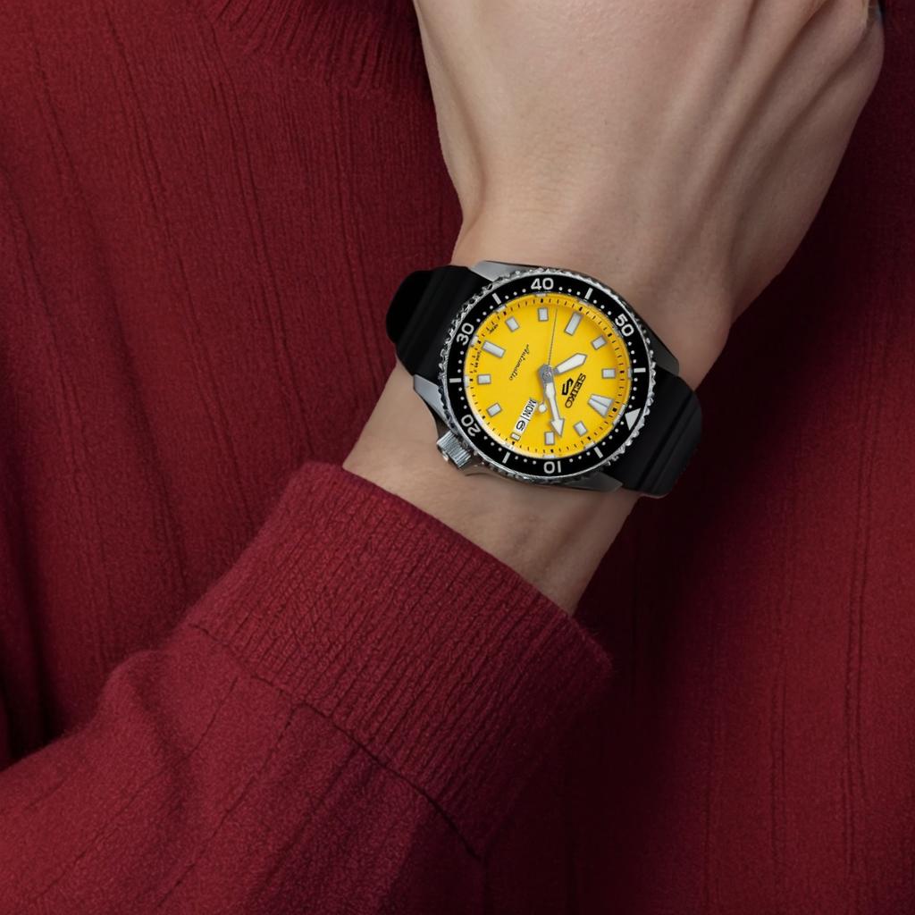 Seiko Спортивные часы 5 размера, водостойкие 100 м, с автоматическим механическим механизмом, силиконовым ремешком, 46 мм, SRPL87