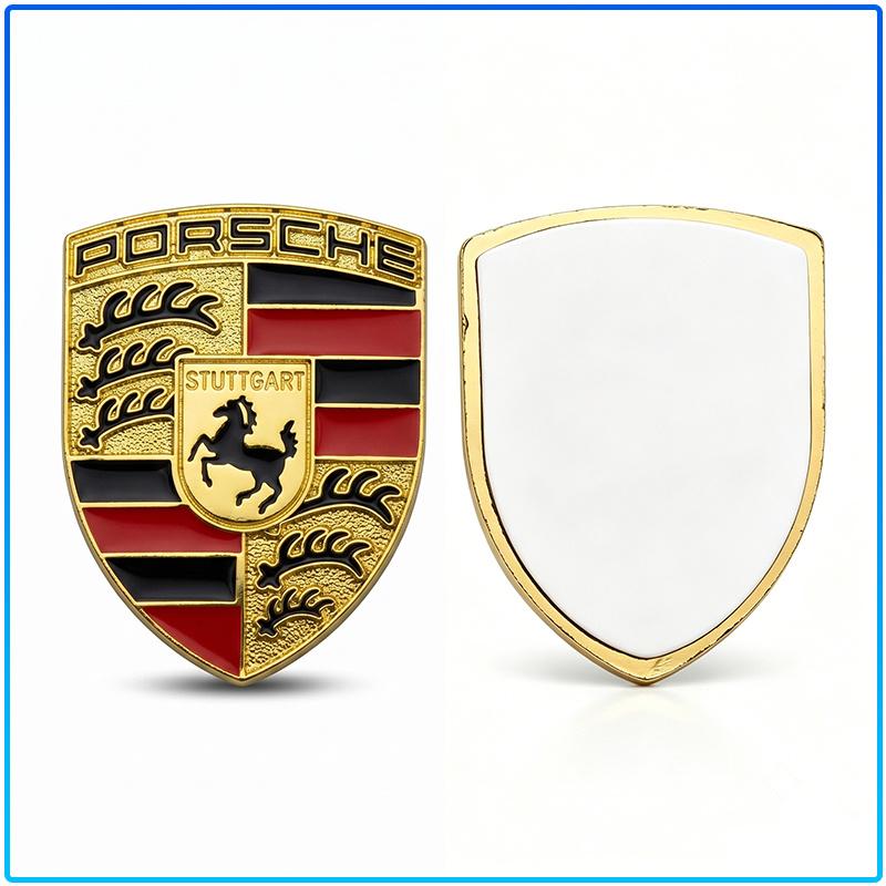 1 шт. Металлическая текстура Значок-щит Porsche Водонепроницаемая, устойчивая к выцветанию Декоративная наклейка Подходит для всех Porsche Седан, Внедорожник, Спортивный автомобиль Модификация интерьера