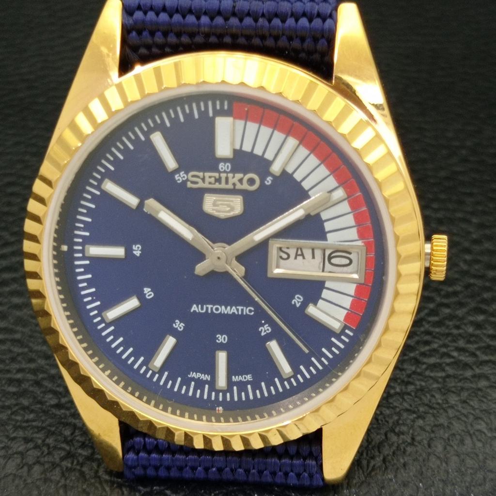 ВОССТАНОВЛЕННЫЕ ВИНТАЖНЫЕ SEIKO 5 АВТОМАТИЧЕСКИЕ 6309A ЯПОНИЯ МУЖСКИЕ ЧАСЫ С СИНИМ ЦИФЕРБЛАТОМ a434395-2