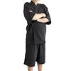 Arcade Jinbei Textured Soccer Japanese Cool Summer Size Black Men's Set, Breathable, Weave, 100% Cotton, Style, Loungewear, Pajamas, Material,