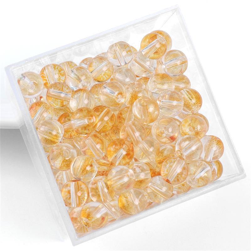 Комплект браслетов из бисера Summer Jelly Gold Glitter: Двойные стеклянные круглые бусины и полусахарные пузырчатые бусины