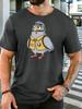 Unisex Cool Pilot Gear Pigeon Cartoon Graphic Cotton Short Sleeve Tee Crew Neck Soft Male Summer Casual Breathable Daily Street Top