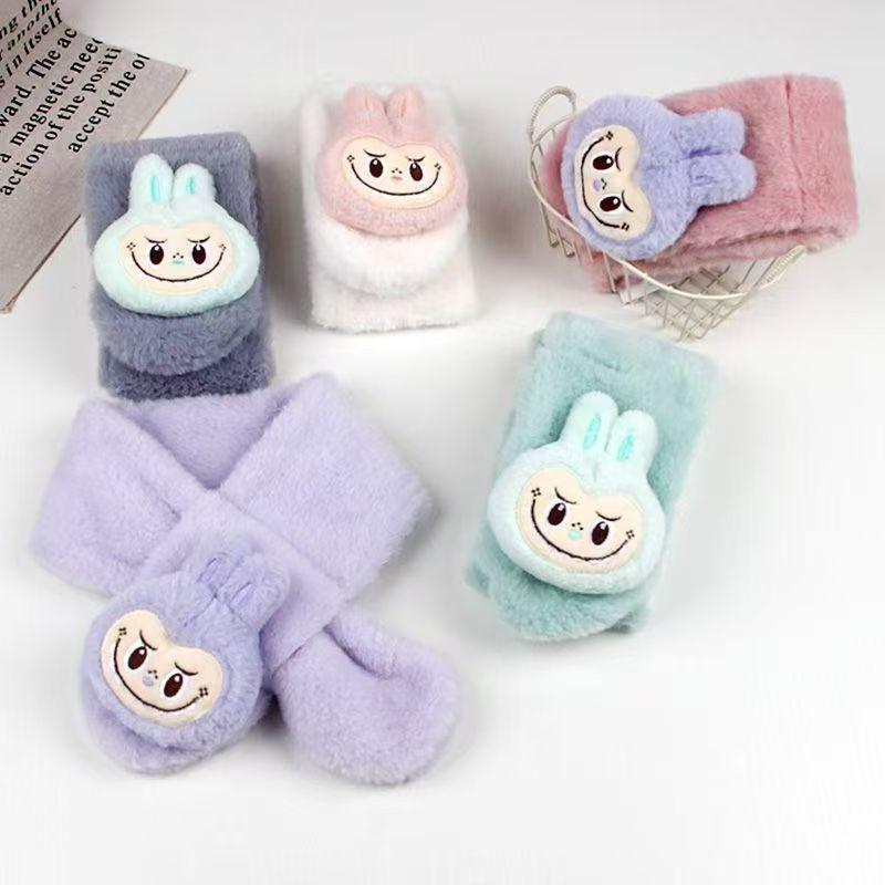 New Winter Children's Cute Cartoon Plush Faux Fur Snood Scarf