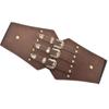 Women's Retro Faux Leather Belt with Rivet Pin Buckle - Versatile Wide Waistband Accessory