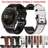 26 22 мм Кожаный Силиконовый Ремешок Для Часов Garmin Enduro 2 Ремешок Fenix 6 6X Pro 5 5X Plus 7 7X/TACTIX DELTA/MK2i/965 955 Браслет