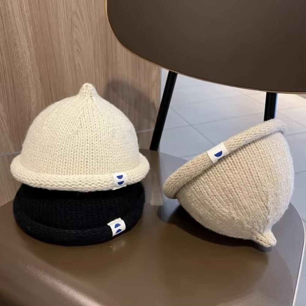 Knitted Autumn Winter Children's Cap Warm Brimless Hat Casual Melon Cap for 1-5Y Baby