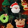 Christmas Tree Plush Ornaments Small Plush Santa/Tree/Wreath Christmas Hanging Ornaments Soft Mini Stuffed Toy for Xmas Tree Party Decor