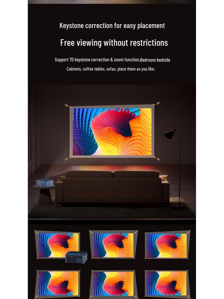 Портативный беспроводной проектор 2025 Ultra-Clear 4K с автофокусом и совместимостью с Android, оптимизированный для проецирования на белую стену.