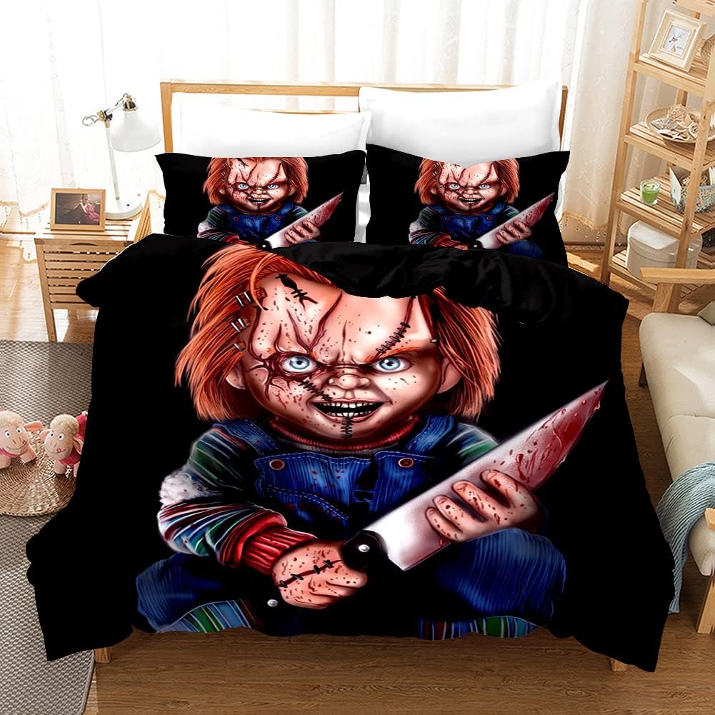 Horror Movie Halloween Duvet Cover Pillowcase 3Pcs Digital Printing Comforter Set Soft Comfortable Breathable Bedding Set