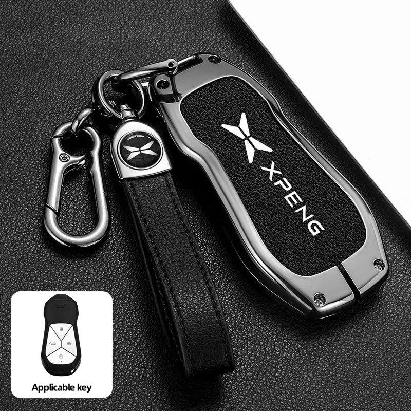 Чехол-брелок для ключа автомобиля из сплава+кожи для Xpeng Xiaopeng p7 p7i p5 g3 g3i g9 g6 22-23 Держатель Аксессуары для брелока в салоне