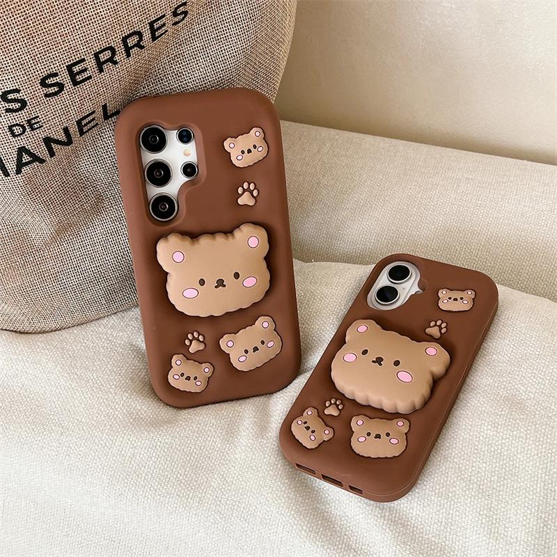 Чехол-держатель Bear для Samsung Galaxy S25 S24 S23 Ultra S21 S23 FE A12 A13 A14 A15 A16 A24 A25 A26 A35 A36 A51 A31 A30S A52 A53 A54 A55 A56 A50S