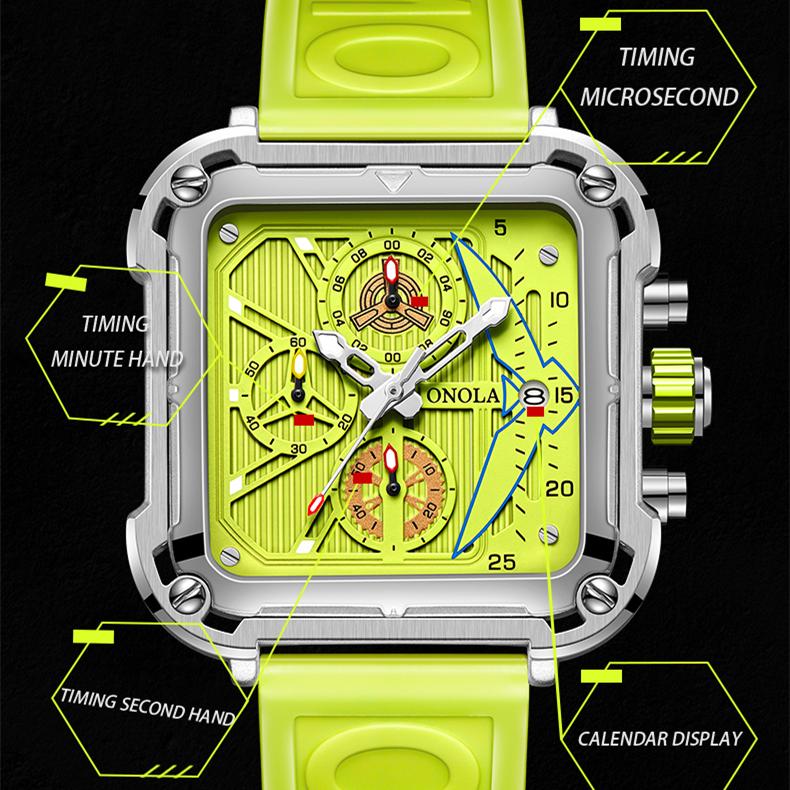 New TOP Brand Luxury Men's Watch With Box Fashionable Square Multifunctional Waterproof Men's Quartz Watches