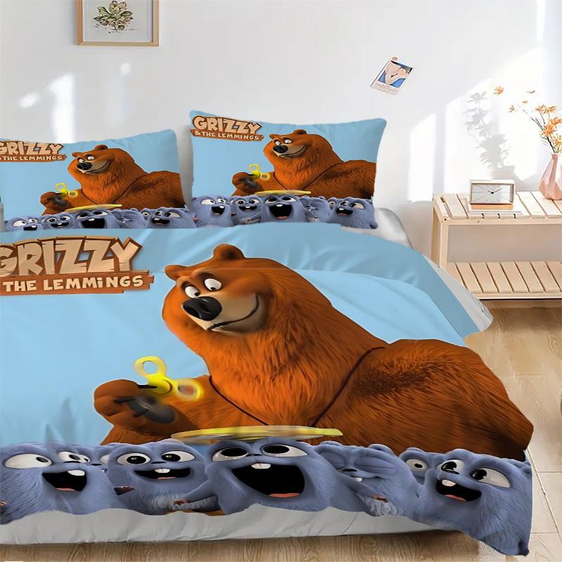 Grizzly Lemmings Adventure Print 3Pcs Bedding Setduvet Cover With 2 Bedropillowcase Home Birthday Gift