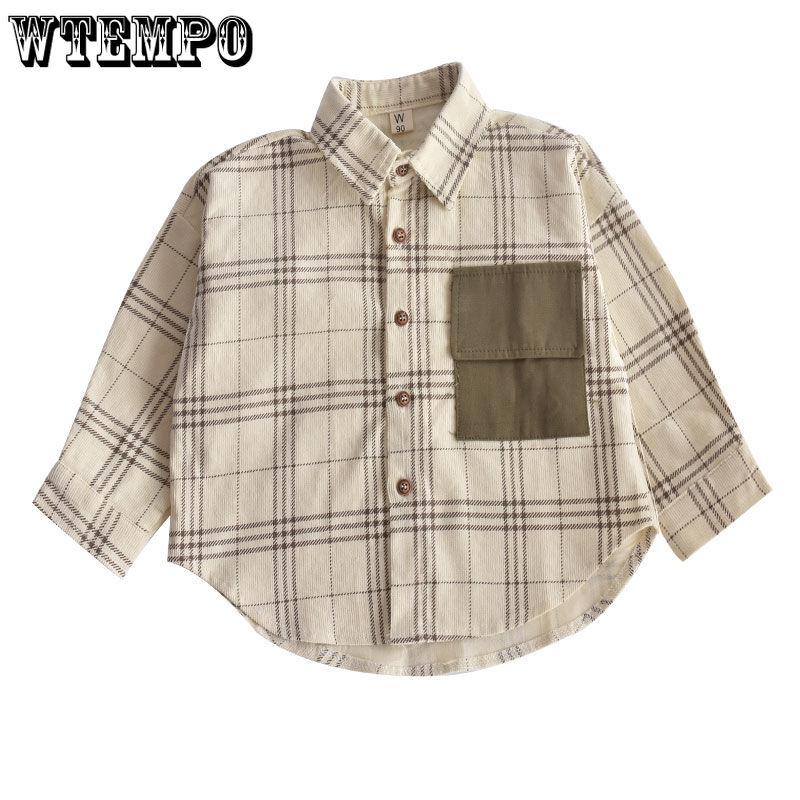 Children's Clothing Boys' Shirts Spring and Autumn Clothing Children's Shirts Long Sleeved Checkered Shirts Tops and Stylish Outerwear