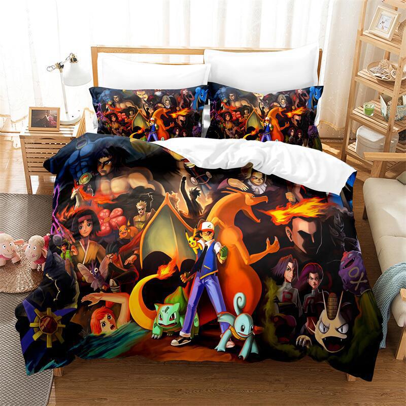 Cartoon Animation Digital Printing Bedding Quilt Cover Microfiber Polyester Cotton Three-Piece Set