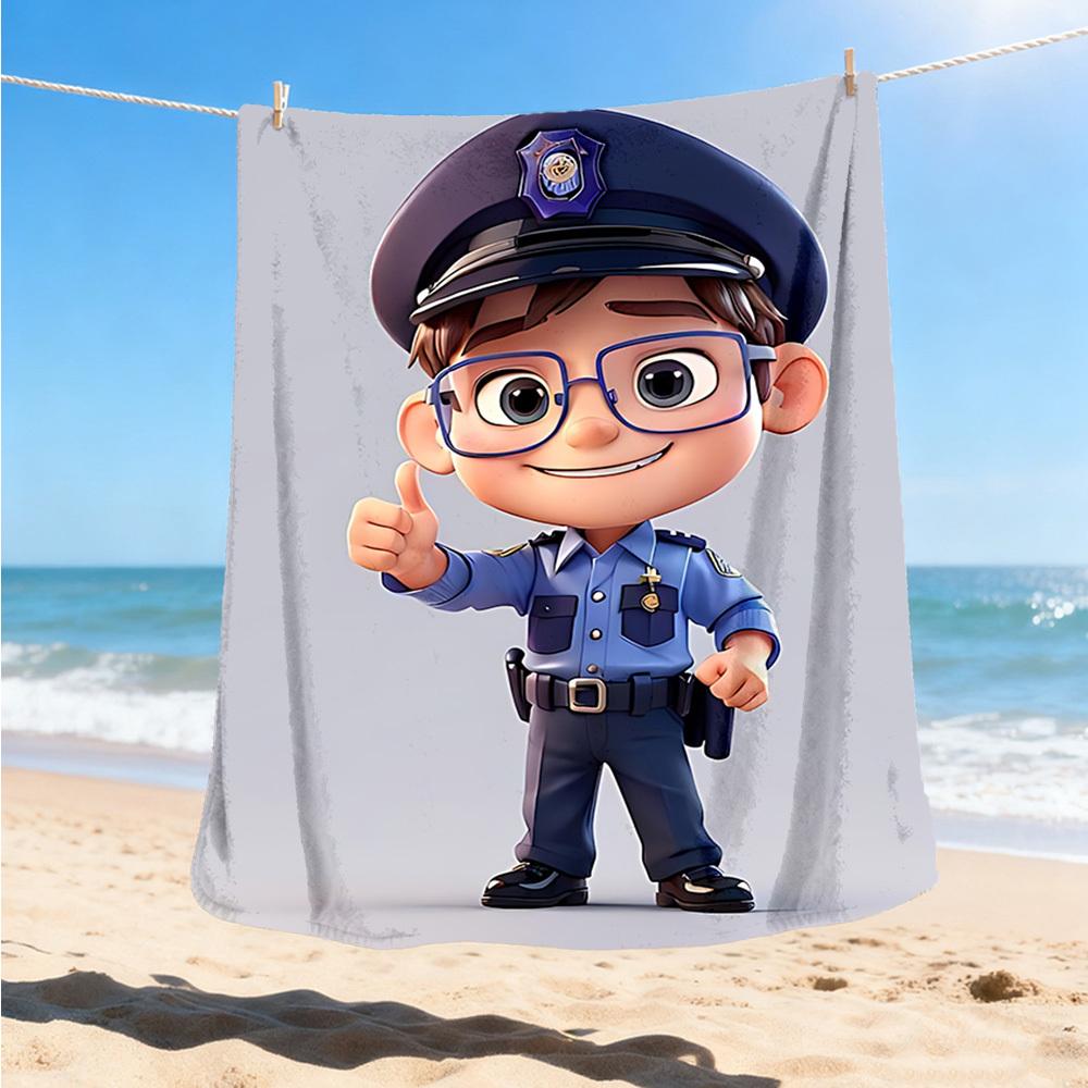 1pc Policeman Print Outdoor Soft Polyester Flannel Throw Blanket Versatile for All Seasons , Soft , Cozy , Warm All Season Quilted Throw ,