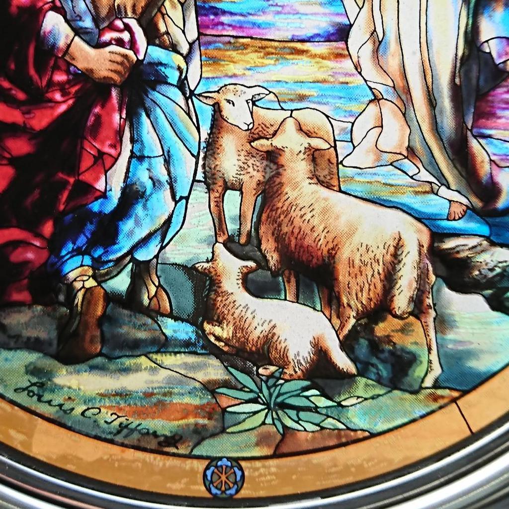 Used Lewis C Tiffany Stained Glass Angel & Shepherd Glass Masters
