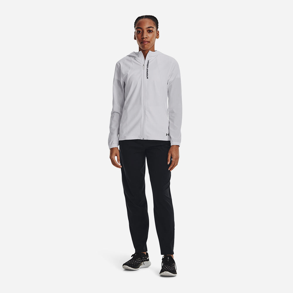 Under Armour Солнцезащитная серия с буквенным принтом, застегивающаяся на молнию куртка с капюшоном, женские куртки белого цвета 1377043-100