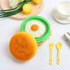 Cute Hamburger Fork Food Container Lunch Box Double Tier Bento Lunchbox